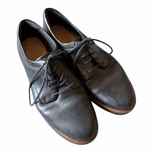 Clarks Black Leather Oxford Shoes Womens 6.5 Lace Up Low Heel Witchy OfficeGoth